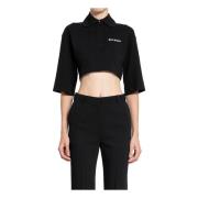 Palm Angels Logo Cropped Polo Svart Black, Dam