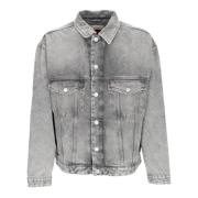 Tommy Hilfiger Svart Oversized Trucker Denim Jacka Gray, Herr