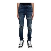 Amiri Ripped Slim Läderfodrad Jeans Blue, Herr