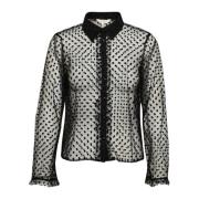 Part Two Mesh Blus med prickar Black, Dam