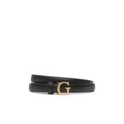 Guess Svart PU Läderbälte med Metalllogo Black, Dam