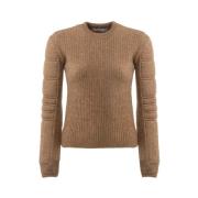 Max Mara Kamel Mohair Tröja Rund Hals Brown, Dam