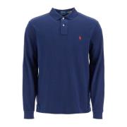 Polo Ralph Lauren Ikonisk Pony Logo Långärmad Polo Skjorta Blue, Herr