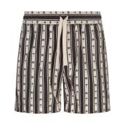 Palm Angels Randig bomullssportshorts med monogram Multicolor, Herr