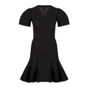 Nina Ricci Svart Ull Peplum Klänning Black, Dam