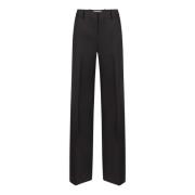 Nina Ricci Svarta Wide Leg Wool Gabardine Byxor Black, Dam