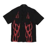 Vision OF Super Flames All Over Short Sleeve Shirt Black, Herr