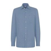 Kiton Houndstooth Flanellskjorta Blue, Herr