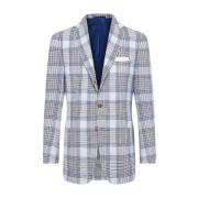 Kiton Kashmir Glen Plaid Jacka Blue, Herr