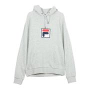 Fila Ljusgrå Melange Hoodie för Män Gray, Herr