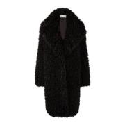 Nina Ricci Svart Faux Fur Oversized Coat Black, Dam