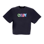 Obey Svart Crop Tee med Logo Print Black, Dam