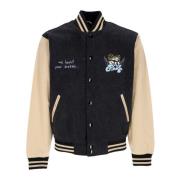 Obey Denim Varsity Jacka Lätt College Stil Black, Herr