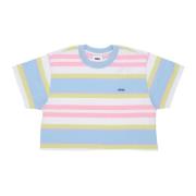 Obey Sky Blue Randig Cropped Tee Multicolor, Dam