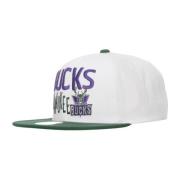 Mitchell & Ness Milwaukee Bucks Flat Skärm Snapback Keps White, Herr