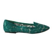 Dolce & Gabbana Grön Blommig Spetsloafers Green, Dam