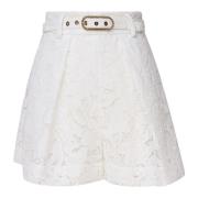 Zimmermann Vita Spets Shorts med Bälte White, Dam