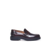 Tod's Blankt Läder Loafers Gummisula Italien Brown, Dam