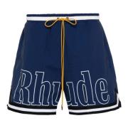 Rhude Blå Simshorts med Logga Blue, Herr