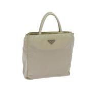 Prada Vintage Pre-owned Nylon handvskor Beige, Dam