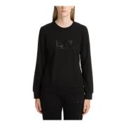 Emporio Armani EA7 Enfärgad Logo Sweatshirt Black, Dam