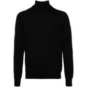 Tagliatore Svart Ull Turtleneck Tröja Black, Herr