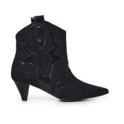 Marc Ellis Svarta Mocka Ankelboots med Patentbroderi Black, Dam