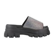 Buffalo Glam Slide Wedges Black, Dam