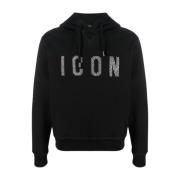 Dsquared2 Studded Svart Bomull Hoodie Black, Herr