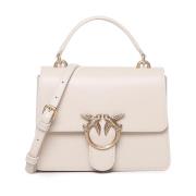 PINKO Love One Läderhandväska Beige Beige, Dam