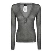 Pinko Räfflad Stickad Glittertopp Gray, Dam