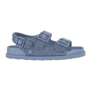 Birkenstock Denim Läder Trim Justerbara Sandaler Blue, Herr