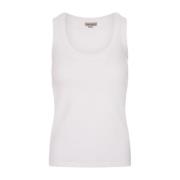 Alexander McQueen Vit Ribbad Bomullstanktopp White, Dam