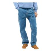 Carhartt Wip Jacquard Stamp Straight Leg Jeans Blue, Herr