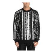 Versace Jeans Couture Abstrakt Randigt Logosweatshirt Black, Herr