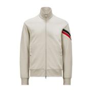 Moncler Tricolour Trim Zip-Up Sweatshirt Beige Beige, Herr