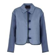 Emporio Armani Organza Knappjacka Blue, Dam