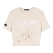 Versace Rosa Säkerhetsnål Logobroderad Tee Pink, Dam