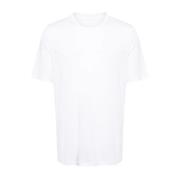 120% Lino Linne Crew Neck T-shirt Svart Vit White, Herr