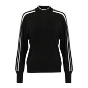 Kaffe Sportig Pullover Tröja med Ränder Black, Dam