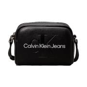 Calvin Klein Svart Eco Läder Crossbody Väska Black, Dam