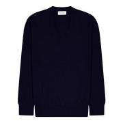 Laneus V-ringad Merino Cashmere Tröja Blue, Herr