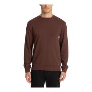 Emporio Armani EA7 Mönstrad Sweatshirt med Logobroderier Brown, Herr