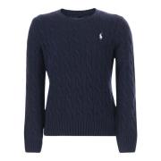 Polo Ralph Lauren Navy Wool Cashmere Crew Neck Pullover Blue, Dam