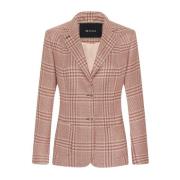 Kiton Glen Plaid Silk Cashmere Blazer Pink, Dam