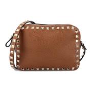 Valentino Garavani Studded Leather Bag Brown Brown, Dam