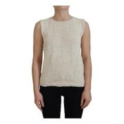 Pink Memories Beige Ärmlös Tanktop Bomullsblandning Beige, Dam