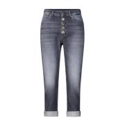 Dondup Stiliga Capri Jeans med Speciella Knappar Gray, Dam