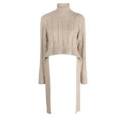 MM6 Maison Margiela Chunky Stickad Beige Tröja Brown, Dam