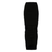 Rick Owens Svart Draperad Kjol Elastisk Midja Black, Dam